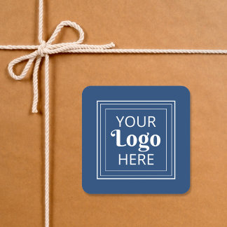 Custom Business Logo Modern Minimalist Blue White Square Sticker