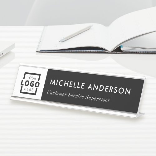 Custom Business Logo Modern Minimalist Employee Desk Name Plate