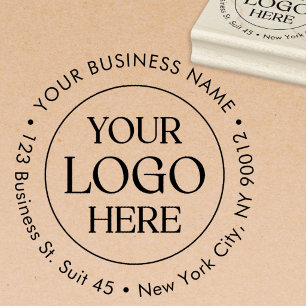 Custom Business Logo Modern Return Address Label Rubber Stamp