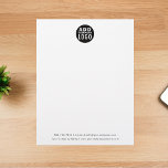 Custom Business Logo Modern Simple Professional Letterhead<br><div class="desc">Add a personal touch to your business with this custom business logo letterhead.  Swap the logo template for your company logo and customize the text with any information.</div>