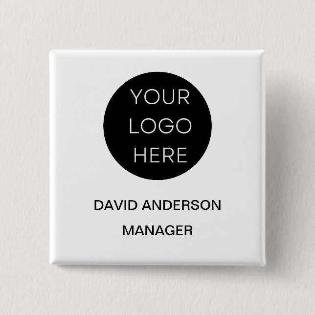 Custom Business Logo Modern White Button (Front)