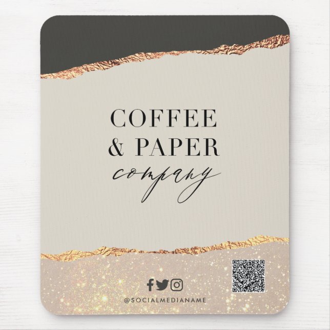 Custom Business Logo Mouse Pad Black Cream Gold (Front)