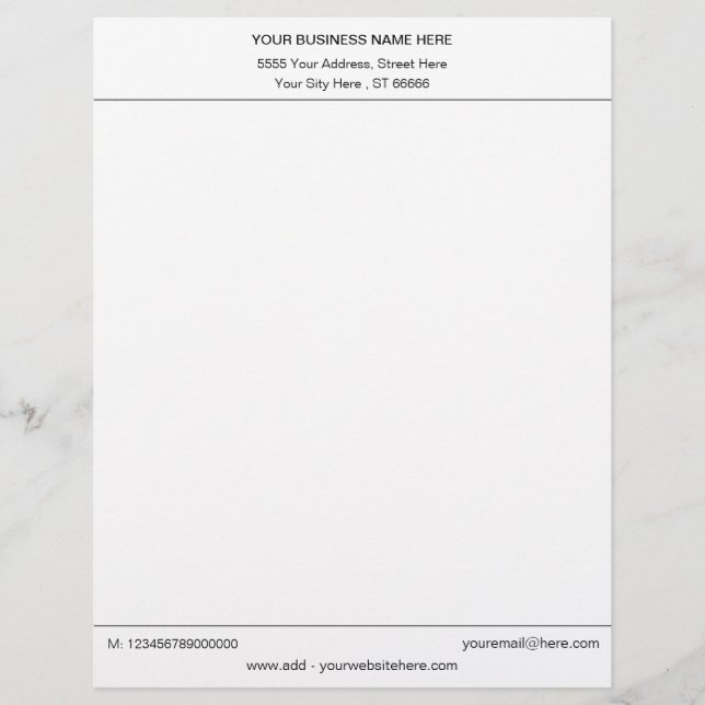 Custom Business Logo Name Address Info Letterhead (Front)