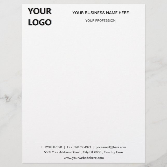 Custom Business Logo Name Address Letterhead (Front)