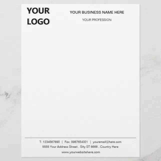 Custom Business Logo Name Address Letterhead | Zazzle