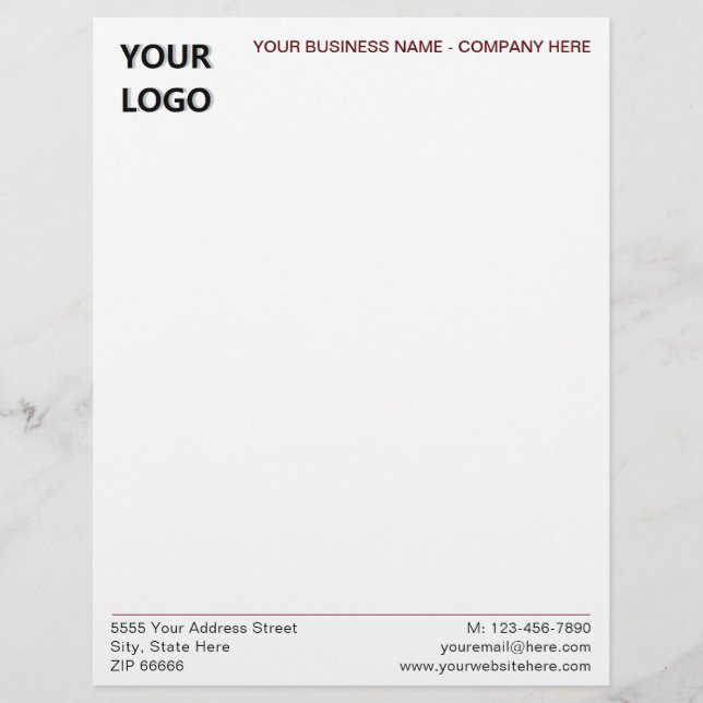Custom Business Logo Name Address Letterhead (Front)