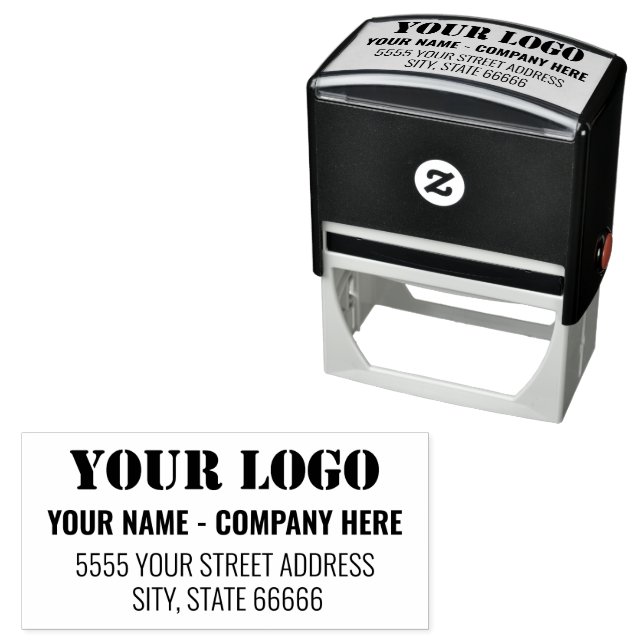 Custom Business Logo Name Address Stamp Example (In Situ)