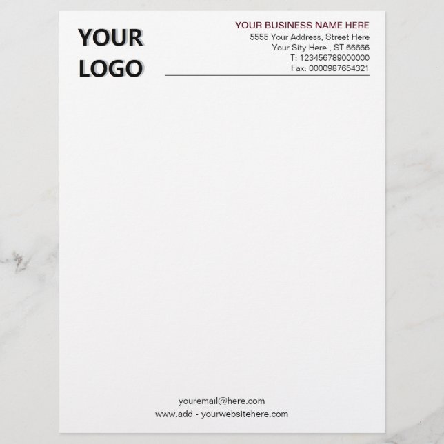 Custom Business Logo Name Info Letterhead Template (Front)