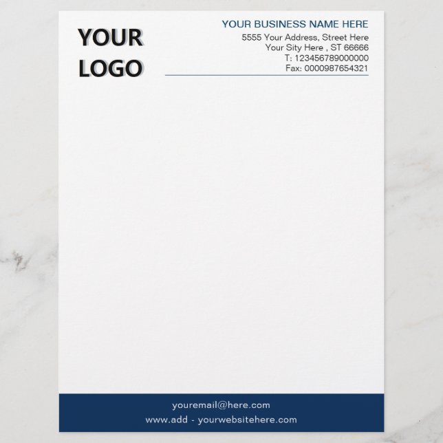 Custom Business Logo Name Info Letterhead Template (Front)