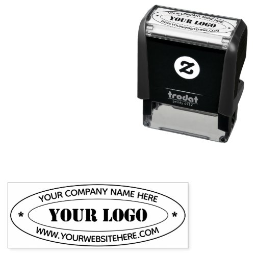 Custom Business Logo Name Info Oval Stamp