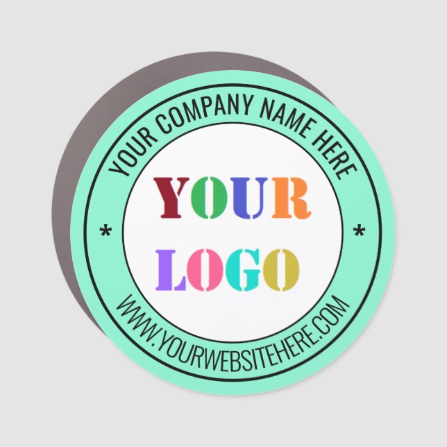 Custom Business Logo Name Info Round Car Magnet (Front)
