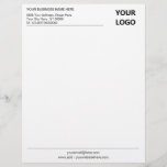 Custom Business Logo Name Information Letterhead<br><div class="desc">Your Color and Font - Simple Personalized Black White Business Office Letterhead with Your Logo - Add Your Logo - Image / Business Name - Company / Address - Contact Information - Resize and move or remove and add elements / image and text with customization tool. Choose your text /...</div>