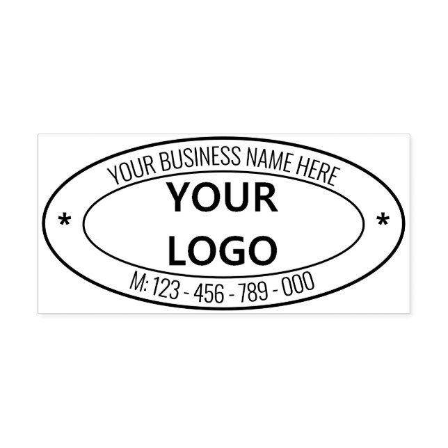 Custom Business Logo Name Oval Self-inking Stamp (Design)