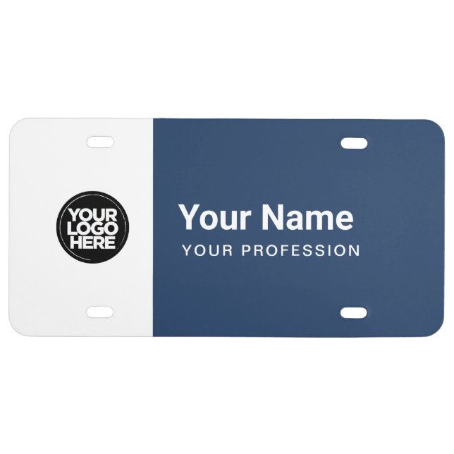 Custom Business Logo, Name, Profession License Plate (Front)