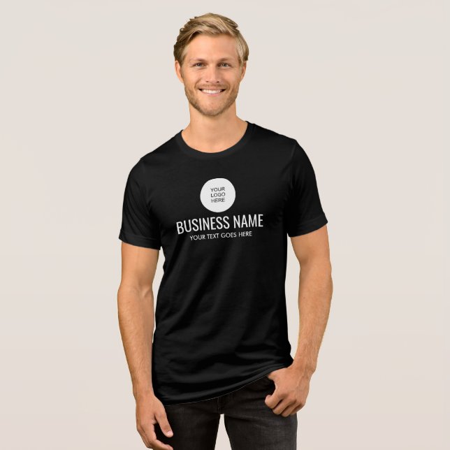 Custom Business Logo & Name Template Mens Black Tri-Blend Shirt (Front Full)