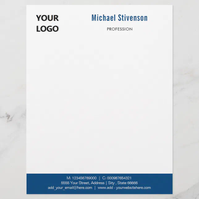 Member Info Lettering Custom Business Logo Name Text Info Letterhead | Zazzle