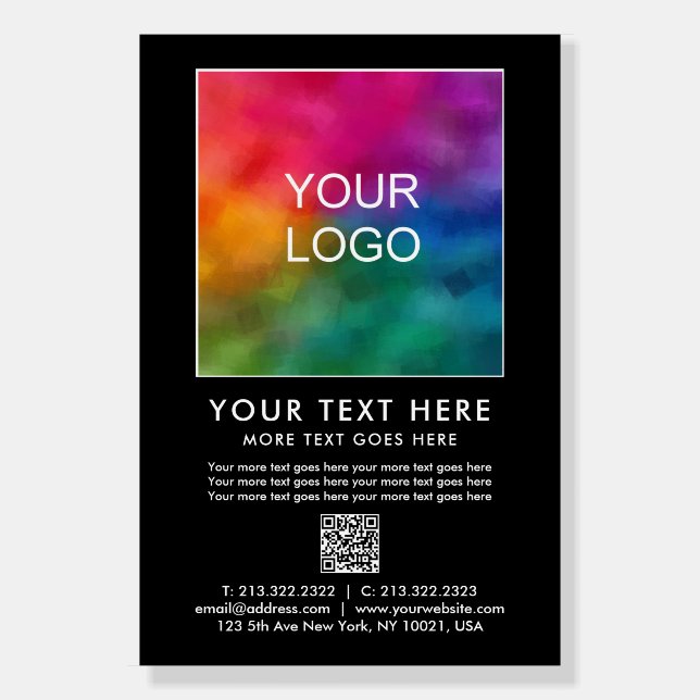 Custom Business Logo Name Text Simple Template Foam Board (Front)