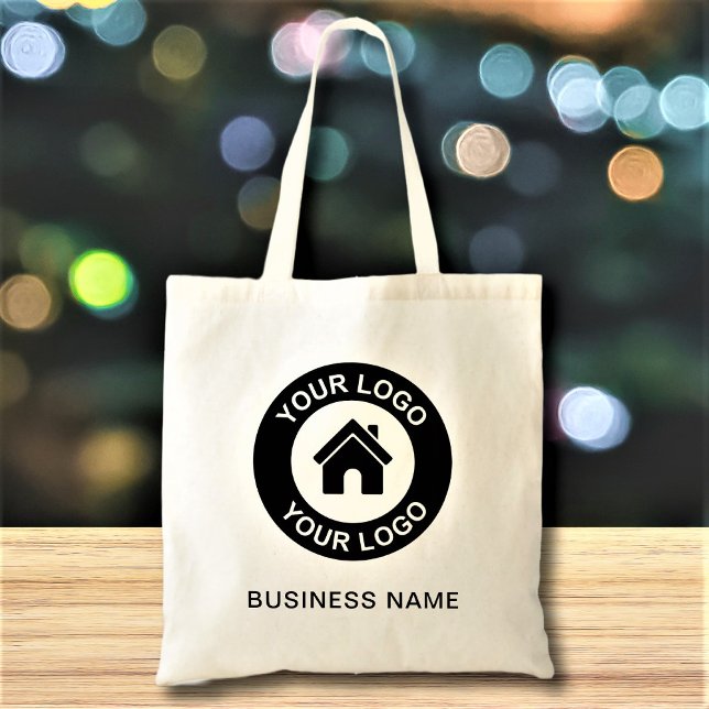 Custom Business Logo Name Text Tote Bag (Creator Uploaded)