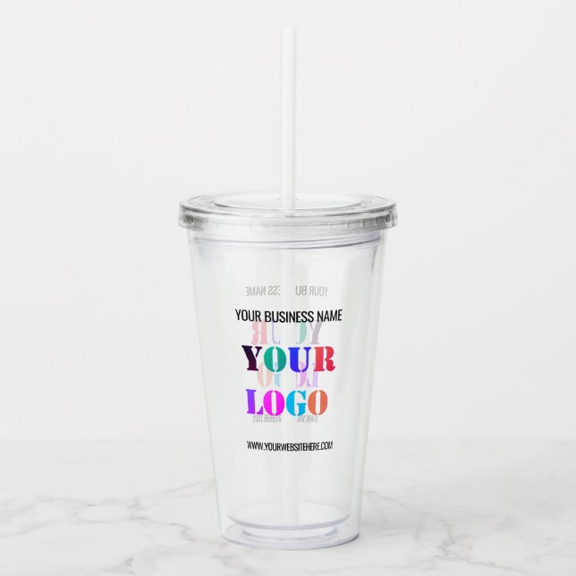 Custom Business Logo Name Website Acrylic Tumbler (Front)