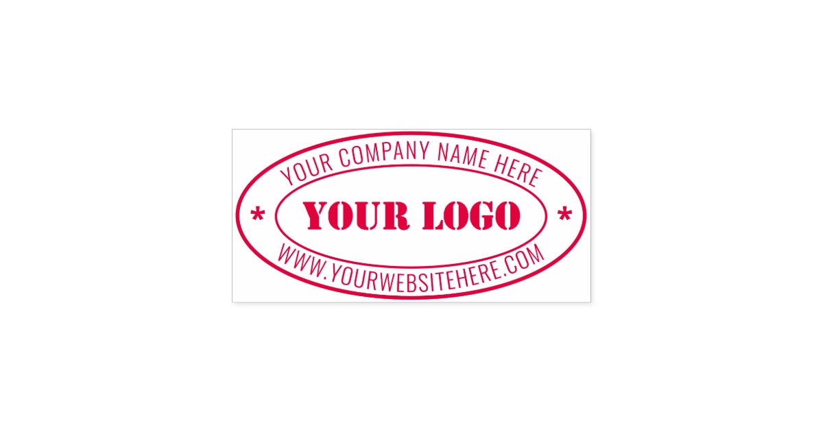 Custom Your Logo Name Website Info Oval Stamp, Zazzle