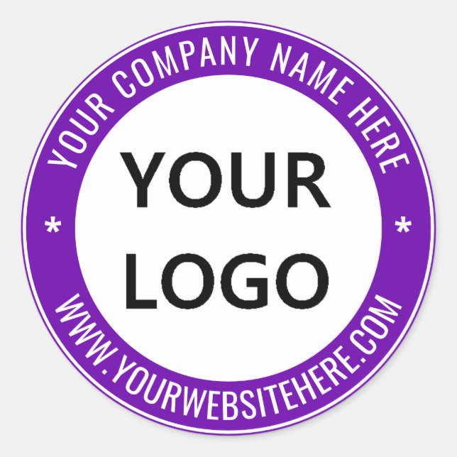 Custom Business Logo Name Website Round Sticker (Front)