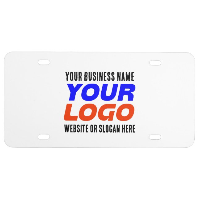 Custom Business Logo, Name, Website, Slogan License Plate (Front)