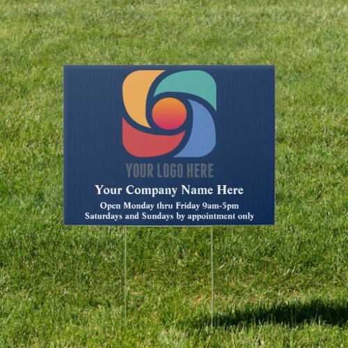 Custom Business Logo Navy Blue Company Yard Sign