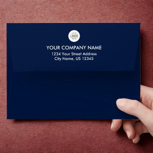 Custom Business Logo Navy Blue Envelope