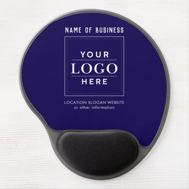 Custom Business Logo Navy Blue Gel Mouse Pad (Front)