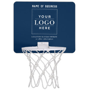 Custom Business Logo Navy Blue Mini Basketball Hoop