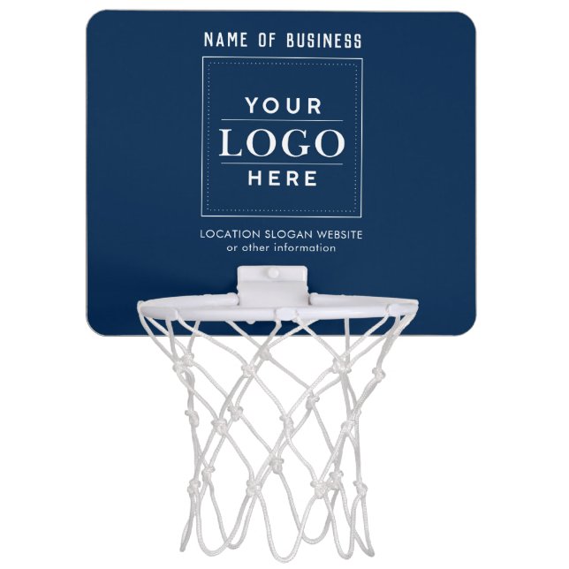 Custom Business Logo Navy Blue Mini Basketball Hoop (Front)