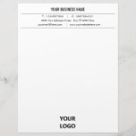 Custom Business Logo Office Letterhead - Company<br><div class="desc">Your Color and Font - Custom Simple Black and White Business Office Letterhead with Logo - Add Your Logo - Image / Business Name - Company / Address - Contact Information - Resize and move or remove and add elements / image with customization tool. Good Luck - Be Happy :)...</div>