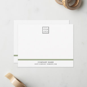 Custom Business Logo Olive Line Company Name Note Card