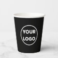 Custom Business Logo on Black Branded Paper Cups | Zazzle