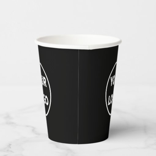 Custom Business Logo on Black Branded Paper Cups | Zazzle