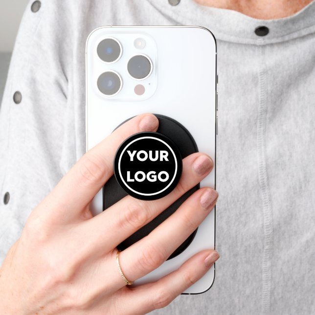 Custom Business Logo on Black PopSocket (Hand)