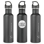 Custom business logo on black QR code website Stainless Steel Water Bottle<br><div class="desc">Promote your brand with this Simple Custom Business Logo on Black QR Code Website Water Bottle. Featuring a sleek black design, this water bottle showcases your business logo and a QR code linking to your website, making it a perfect blend of style and functionality. Ideal for corporate events, giveaways, and...</div>
