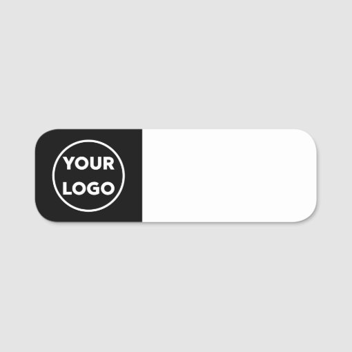Custom Business Logo on Black Reusable Dry Erase Name Tag Zazzle