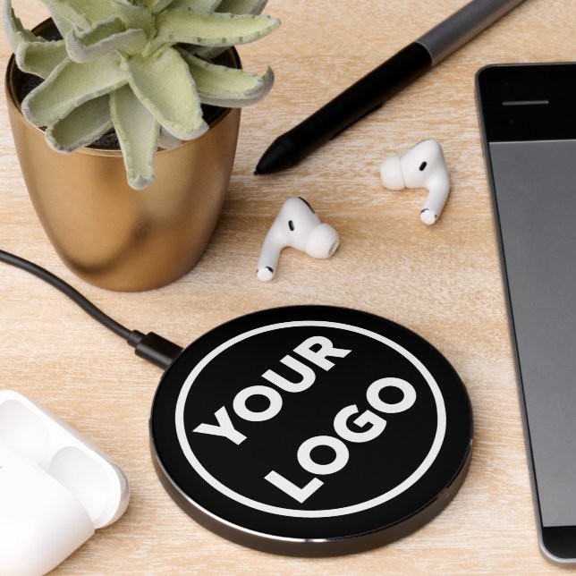 Custom Business Logo on Black Wireless Charger (Desk 2)