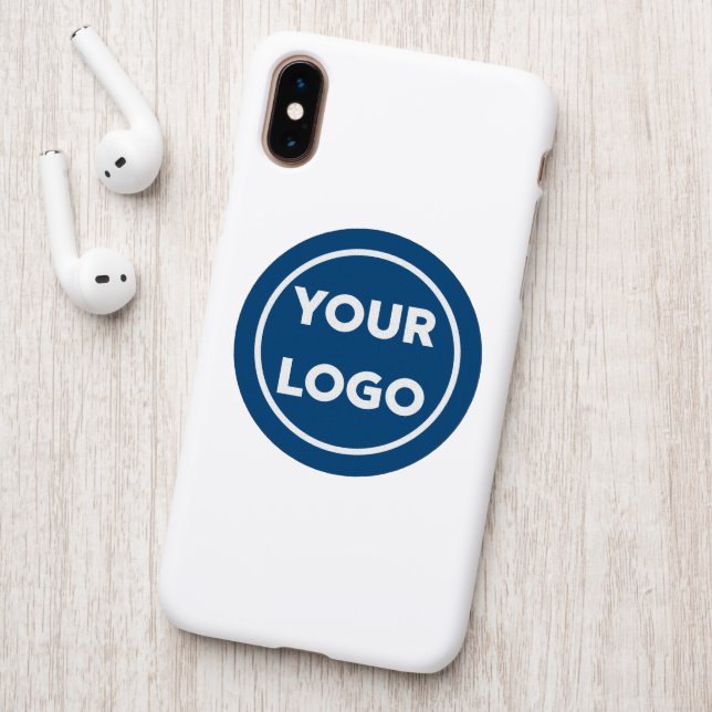 Custom Business Logo on Blue Branded Circle Patch (On Phone Back)