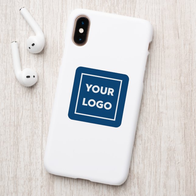 Custom Business Logo on Blue Branded Square Patch (On Phone Back)