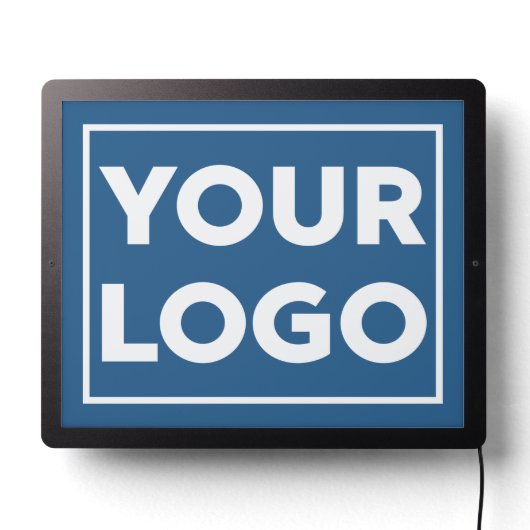Custom Business Logo on Blue LED Sign (Lights Off)