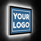 Custom Business Logo on Blue LED Sign (Angle)