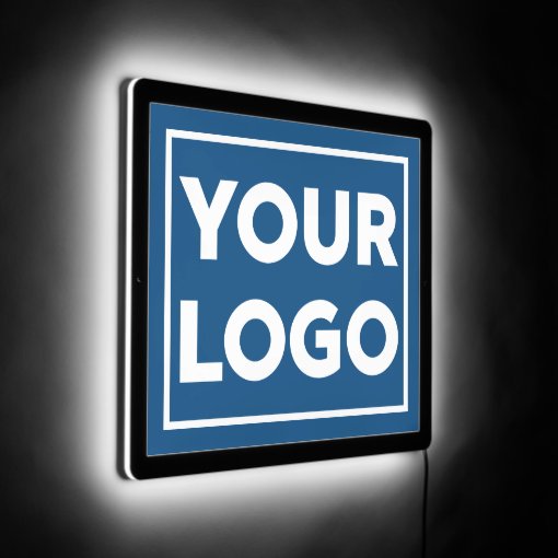 Custom Business Logo on Blue LED Sign | Zazzle