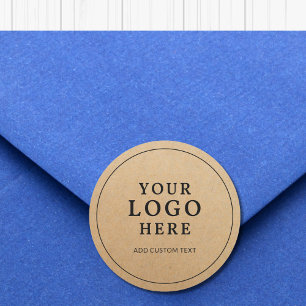 Custom Business Logo On Kraft Paper Style Branded Classic Round Sticker