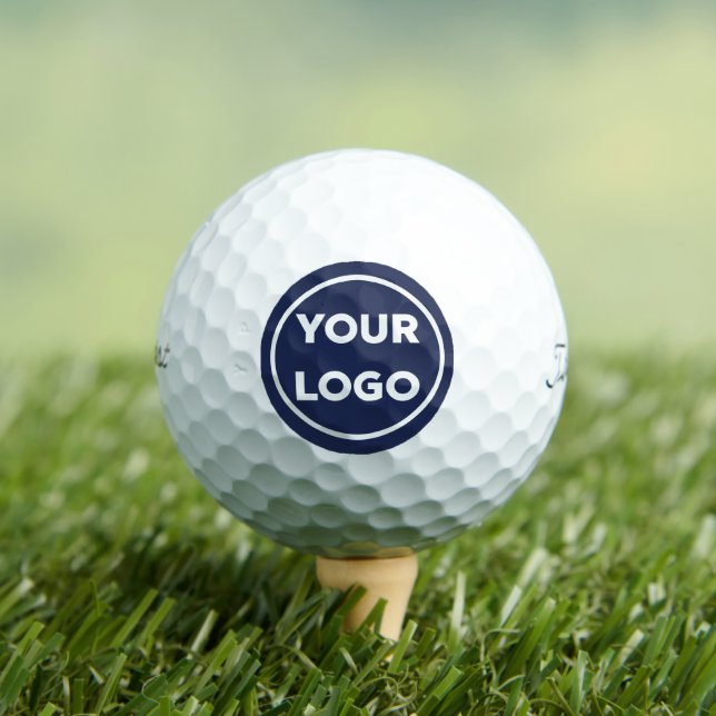 Custom Business Logo on Navy Blue Premium Golf Balls (Insitu Tee)