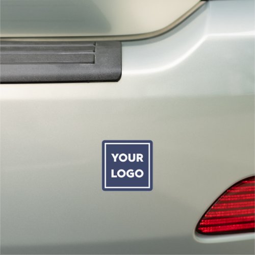 Custom Business Logo on Navy Blue Square Car Magnet