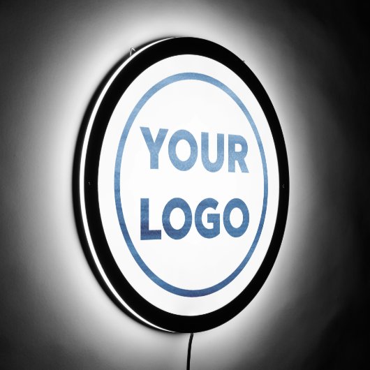 Custom Business Logo on White LED Sign (Angle)