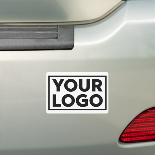 Custom Business Logo on White Rectangle Car Magnet