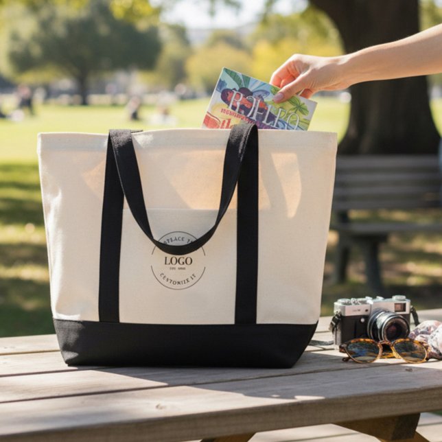 Custom Business Logo only Simple  Tote Bag (Logo only tote bag. customizable template.)